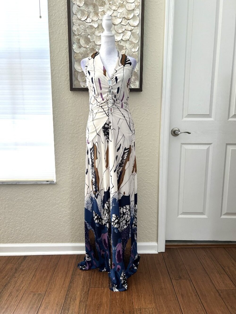 Y2K Jeweled Abstract Halter Maxi Dress